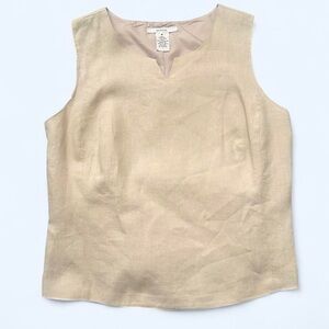 Vintage 100% Linen Merona Tan Tank Top